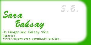 sara baksay business card